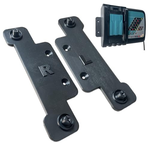 Decoralin Wall Mount for Makita DC18RC Charger – Black Plastic Bracket – Secure Wall Installation with Screws & Plugs – Space-Saving, Durable, Designed & Made in Europe