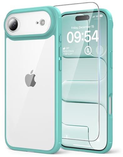 TAURI für iPhone Air Hülle 6,5 mit Panzer Schutz Glas Folie, Vollständiger Kameraschutz, [Anti-Vergilbung] Stoßfest Militärstandard Transparent Handyhülle für 17 Air - Grün