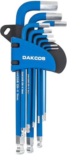 DAKCOS 9pcs Hex Key Set, Ball End 1.5mm-10mm Metric Allen Wrench Key Set