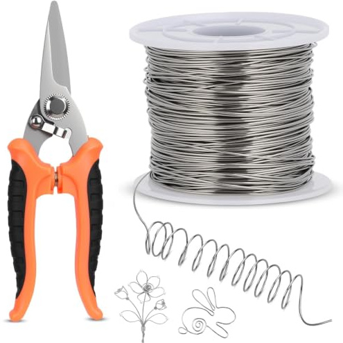 GTNCE 1 rulle 304 rostfri ståltråd – 100 m x 0,6 mm smyckestråd med trådskärare, silvertråd för pyssel, rostfri pysseltråd för smyckestillverkning, skulptering och gör-det-själv-hantverk