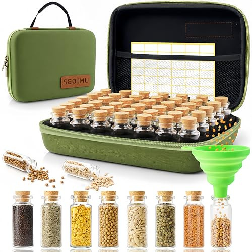 40 Slots Saatgut Aufbewahrungsbox, Samen Aufbewahrung, Klassisches Retro-Design Seed Organizer Box mit Etiketten Aufklebern und Trichter, Saatgut Aufbewahrung für Blumen,Gemüse (Samen nicht Enthalten)
