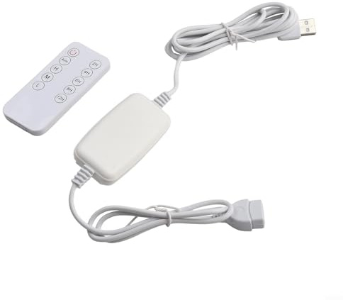 Feegow USB-Timer-Schalter-Verlängerungskabel mit Fernbedienung - 2 Meter Strom nur USB-A Stecker auf Buchse Kabel für Tisch-/Deckenventilatoren, 4 Geschwindigkeiten & 5-Timing-Optionen
