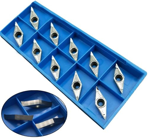 SPORTARC Inserti per tornitura in metallo duro, Utensili da taglio CNC in alluminio, per lavorazione a tornio, resistenti all'usura, confezione da 10, VCGT110304-AK H01