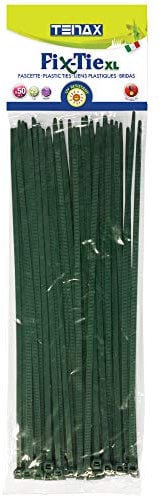 Tenax Fix-Tie XL Bridas de Plástico Multiusos, tamaño: 29 cm, Verde, Paquete de 50 Unidades