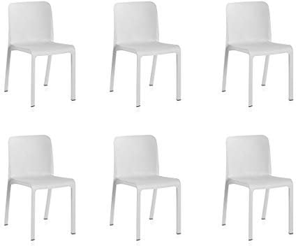 Shaf - Grana | Set 6 Gartenstühle Stapelbar | Balkonmöbel für Terrasse oder Garten - Weiß
