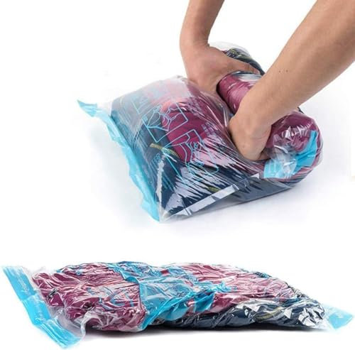 Compression Bags for Travel, Storage and Camping,12 Pcs (Small×4,Large×4,Jumbo×4) Roll Up Reusable Travel Space Saver Vacuum Storage Bags, No Vacuum or Pump Needed,by Aimary-Tech