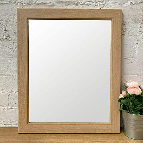 Darthome Vintage Veneer Natural Wood Frame Rectangular Home Fireplace Wall Mounted Mirror Large