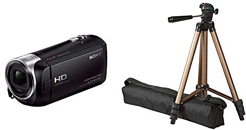 Sony HDR-CX405 Full HD Camcorder (30-fach opt. Zoom, 60x Klarbild-Zoom, Weitwinkel mit 26,8 mm, Optical Steady Shot) schwarz & Amazon Basics 127cm (50) Lightweight Tripod with Bag