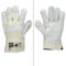 ECD Germany 12 Paar Pro-Fit® Rindspaltleder-Handschuhe Größe 8/M - Natur - mit Canvas-Stulpe - Leder Arbeitshandschuhe Rindspalt Schutzhandschuhe Gartenhandschuhe Handschuhe Handschutz - Menge wählbar