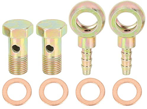 X AUTOHAUX 2 Sets 10mm Banjo Tuyau Barbelé Boulon Raccords Métal pour Moto Voiture