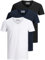 Jack & Jones - Camiseta básica para hombre, cuello de pico, paquete de 3 unidades, color liso, corte ajustado, en blanco, negro, azul y gris, S