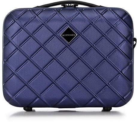 WITTCHEN Kosmetikkoffer Reisekoffer Handgepäck Kabinengepäck Rollkoffer Hartschale aus ABS mit 4 Spiner Rollen Zahlenschloss Teleskopgriff Classic line Dunkelblau
