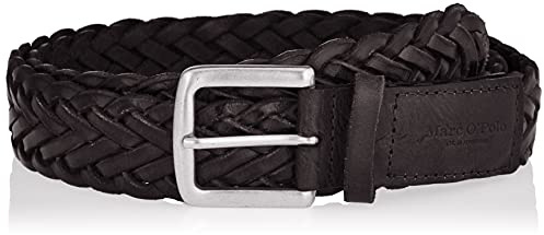 Marc O'Polo Herren Gürtel geflochten aus Leder, Schwarz (Black), 110