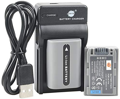 Lot de 2 Batteries Li-ION DSTE NP-FP50 + Chargeur Micro USB Compatible avec Sony DCR-DVD103, DCR-DVD105, DCR-DVD203, DCR-DVD205, DCR-DVD305, DCR-DVD92, DCR-HC20