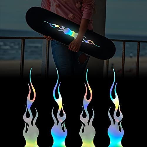 TOMALL 4 Stück 20 cm Reflektierende Aufkleber Auto Vinyl Racing Racing Flamme Streifen Aufkleber Golfwagen ATV Motorrad Fahrrad Skateboard Laptop DIY Dekoration (Farbverlauf)