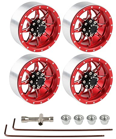 Pxyelec 1,9 Zoll Beadlock Felgen oder 1/10 Axial SCX10 TRX4 D90 RC Crawler Car, 4 Stück, mit Mutter/Kreuzschlüssel und Innensechskantschlüssel