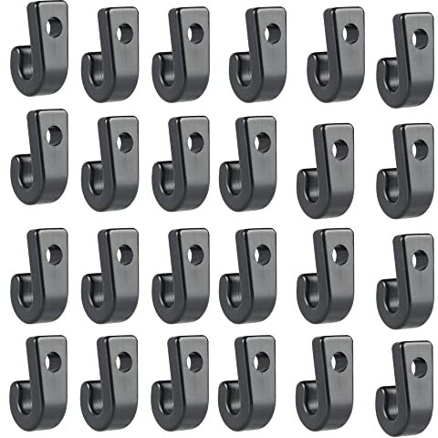 Bestgle 50Pcs Kayak J Crochets en Nylon Noir, Crochets d'Arrimage Kayaks en Plastique Durable, Crochets en Forme De J Pour Kayak Bungee Cordon Canoës Bateaux Paddle Board Yacht Canots Barque