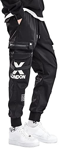 XYXIONGMAO Herren Cargo Taktische Harem Hip Hop Techwear Streetwear Hosen Overalls Funktionelle Casual Sweatpants Hose(Black,L)