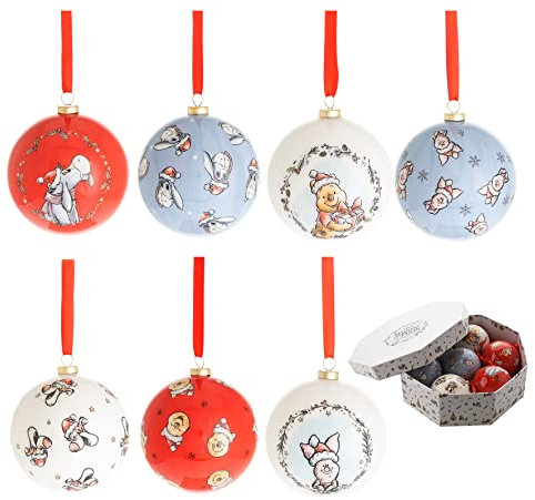 Disney Winnie The Pooh & Friends - Juego de 7 bolas de Navidad en caja de regalo