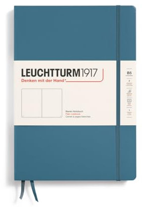 LEUCHTTURM1917 366180 Notizbuch Composition (B5), Hardcover, 219 nummerierte Seiten, Stone Blue, Blanko