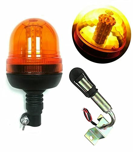 J/J Gyrophare Balise 3 Modes Flash 40LED + Support L-Forme Acier INOX pour Tracteur