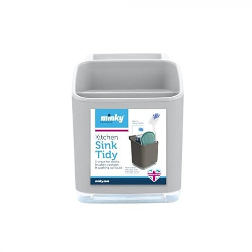 Minky Sink Tidy - Light Grey, Caddy Storage Kitchen Organiser Drain Brushes Sponge Tray Holder
