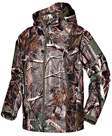 Aosyax Men's Softshell Military Tactical Waterproof Jackets for Camping Hunting Fishing Outdoor Hooded Jacket