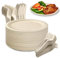 Yidaxing 200 Stück Einweggeschirr Set, Umweltfreundlich Einwegteller Set, Partygeschirr umfasst Pappteller Gabeln Messer und Löffel für Grillfest Camping Picknick Party, 50 Gäste(22.8cm Holzfarbe)