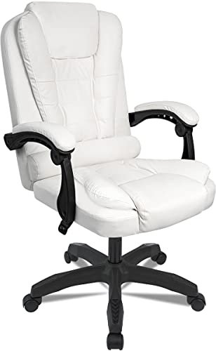 Sillón o Silla de Oficina Director cómodo con Ruedas ergonómico reclinable Piel sintética Acolchado y Giratorio. para Escritorio Oficina Grande Elegante. Ejecutiva. Estudio o Videojuego.