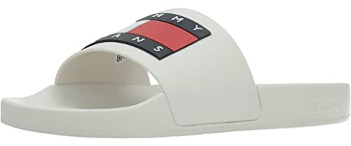 Tommy Jeans Mujer Chanclas Flag Pool Slide Zapatillas de baño, Blanco (Ecru), 41