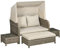 Outsunny Ensemble Salon de Jardin 4 pièces canapé 2 Places + 1 Repose-Pieds + 2 Table Basse avec Coussins - métal galvanisé et résine Aspect rotin - Beige Marron