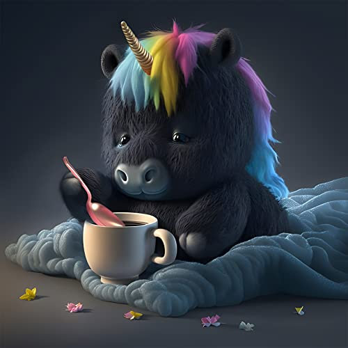 EOBROMD Diamond Painting Einhorn, 5D Diamant Painting Bilder Erwachsene Einhorn, DIY Tiere Diamant Malerei Set für Wanddekoration 35x35 cm