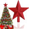 Weihnachtsbaum Sternspitze - 20cm Christbaumspitze Rot, Weihnachtsbaumspitzen, Spitze Für Weihnachtsbaum, Christbaumspitze Aus Kunststof, Glänzender Für Festliche Weihnachtsdekorationen