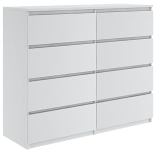 Tesconcept Kommode mit 8 Schubladen 140cm Weiß Matt, Sideboard Schrank, Mehrzweckschrank Regal Wohnzimmer Schlafzimmer Möbel | 140x100x33cm | Spanplatte Plattenstärke 16mm4