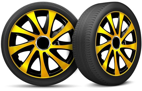 Radkappen 14 Zoll Radzierblenden 4er Set passend für alle Stahlfelgen - Einstellbarer Sicherungsring - Gold Schwarz