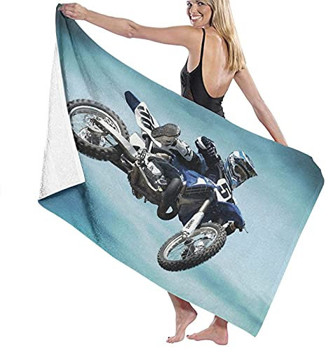 934 Serviette De Plage, Saut en Moto Tout-Terrain Serviette Personnalisé,Sécher Vite Gant De Toilette pour Hotel Maison Douche,80X130cm