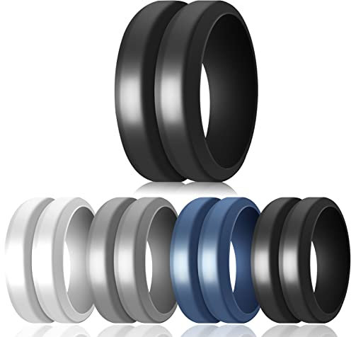 4 STÜCK, Mode Silikon Eheringe für Männer, Einzigartiges V Schlankes Design, Gummi Eheringe, Klassischer Herren Silikonkautschuk Fingerring, Atmungsaktiv Silikon Ehering Herren, Bequem, Größe 10#