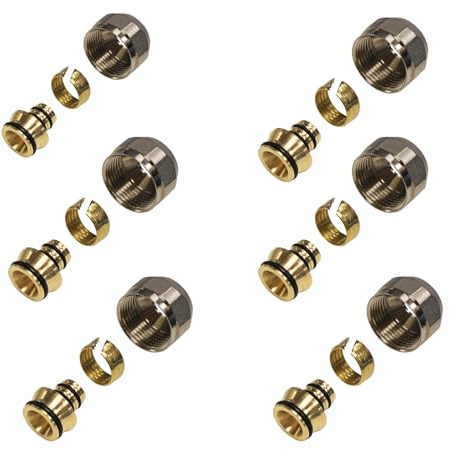 ENVIRON - 6er Satz Klemmverschraubung 17 x 2mm, 3/4 '' | für Heizrohr 17 x 2 und Verteiler für Fußbodenheizung Eurokonus Klemmringverschraubung für Verbundrohr Mehrschichtverbundrohr Heizung Fitting