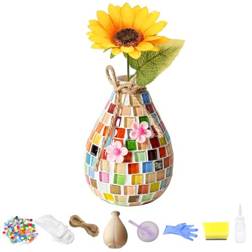 Daity Mosaik bastelset Kinder 7 8 6 10 9 11 Jahre Geschenk Mädchen 6-12 Jahre Mosaik Bastelset Erwachsene Geburtstagsgeschenke für Mädchen 6-12 Jahre Basteln Kleine Mosaikvase für kinder Erwachsene