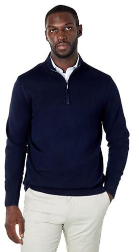 Xposed Mens 100% Cotton Fine Knit Zip Neck Jumper Classic Regular Fit Pullover Sweater