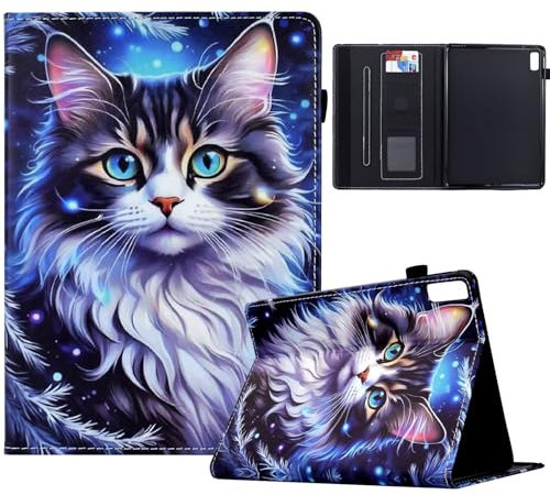 Mldjomid Funda para Lenovo Tab M9 9 2023 (TB-310FU) Carcasa Cuero PU Flip Tablette Case Cover con Ranura para Tarjetas y Función de Soporte para Lenovo Tab M9 9 2023, Gato Manchado de Tigre