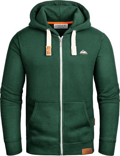 Grin&Bear Sudadera con Capucha para Hombres Chaqueta Pesada con Capucha GB022-Verde Oscuro-S