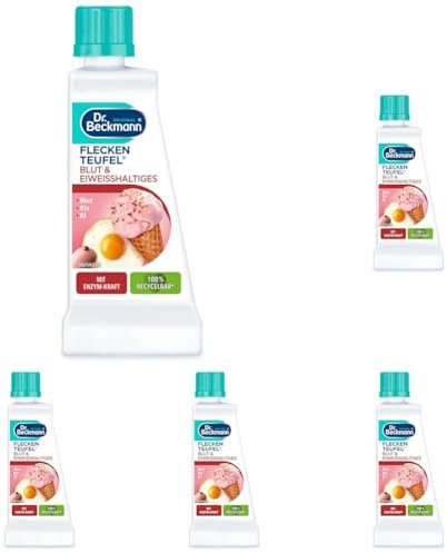 Dr. Beckmann Fleckenteufel Blut & Eiweißhaltiges | Spezialfleckentferner gegen Blutflecken, Eis- und Spermaflecken u.v.m. | 50 ml (Packung mit 5)