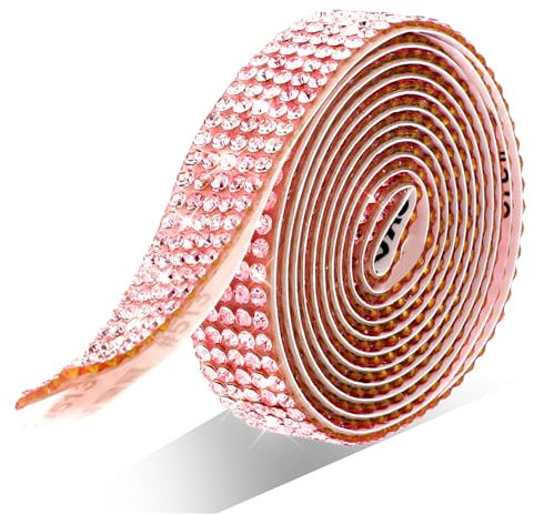 1Rollen 3Yard Strassband Selbstklebend Rosa Strassband zum Aufnähen Kristall Glitzerband Strasssteine Selbstklebend DIY Kunsthandwerk Hochzeit Dekoration