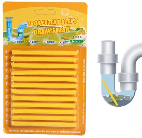 Abflussreiniger – Set mit 12 Reinigungsstäben für Rohre, Spüle, Dusche, Badewanne und WC | Ökologischer und effektiver Abflussreiniger zur Beseitigung von Abfällen und Gerüchen