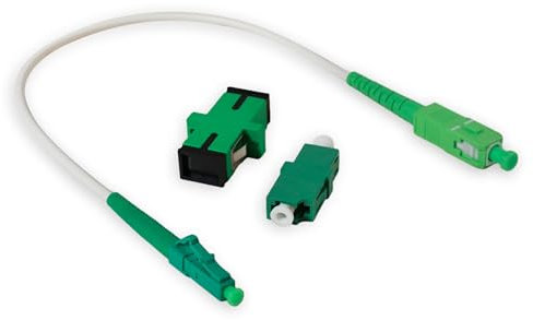 Conectra® - Glasfaserkabel Set mit passenden Adaptern | LC/APC auf SC/APC | Farbe Weiß | OS2 | Singlemode | Simplex | ideal für FTTH Heimnetzwerke (Länge 25 cm)