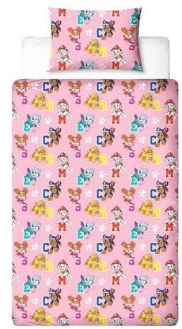 Paw Patrol Offizieller Einzelbettbezug | lebendiges und bezauberndes süßes Welpen-Design – wendbare zweiseitige Bettwäsche mit passendem Kissenbezug