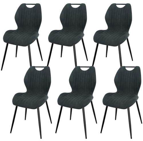 LEWE Esszimmerstühle 6er Set, Küchenstühle Wohnzimmerstuhl Polsterstuhl mit Metallbeine,Stuhl mit Stoff-Rückenlehne, Stühle für Esszimmer Wohnzimmer Küche