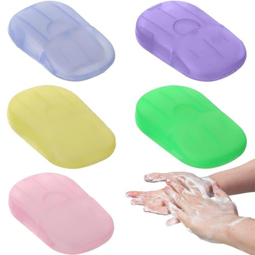 100 Pcs Feuille De Savon,Mini Savon Cadeau Invité,SavonMini Portable,Livré Avec 5 Petites Boîtes De 20 Comprimés Chacune,Adapté Au Camping, Aux Voyages Et Au Lavage En Extérieur