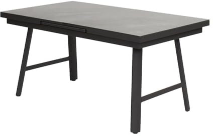 Home4You Gartentisch ausziehbar - 160/210 x 90 cm - Anthrazit - Grau - Aluminium - Glasplatte - Ausziehtisch Esstisch Terrassentisch Balkontisch Loungetisch
